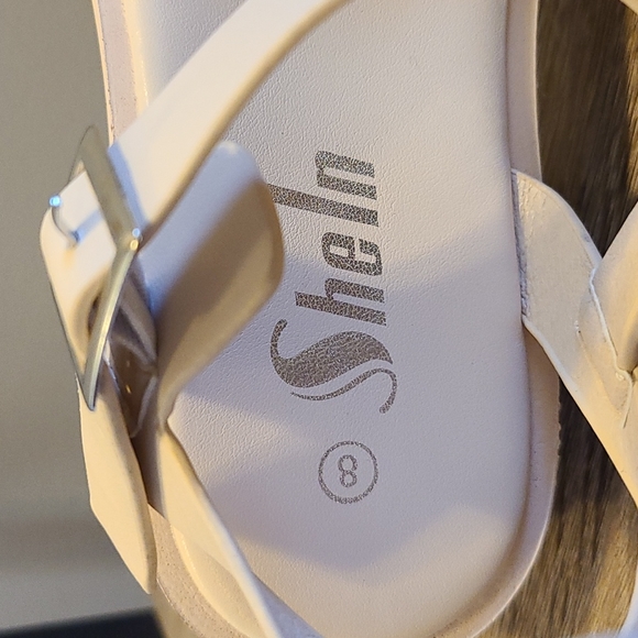 Shein Vegan Leather Double Buckled Ankle Strap Sandals in Off-White - Picture 10 of 13